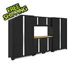 NewAge Garage Cabinets BOLD Series Black 7-Piece Set with Bamboo Top and 48 in. RTA Lockers