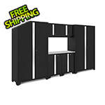 NewAge Garage Cabinets BOLD Series Black 7-Piece Set with Stainless Steel Top and 48 in. RTA Lockers
