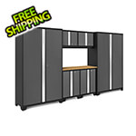 NewAge Garage Cabinets BOLD Series Grey 7-Piece Set with Bamboo Top and 48 in. RTA Lockers