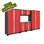 NewAge Garage Cabinets BOLD Series Red 7-Piece Set with Stainless Steel Top and 48 in. RTA Lockers
