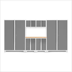 BOLD Series White 7-Piece Set with Bamboo Top and 48 in. RTA Lockers