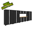 NewAge Garage Cabinets BOLD Series Black 10-Piece Set with Bamboo Top and 48 in. RTA Lockers