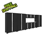 NewAge Garage Cabinets BOLD Series Black 10-Piece Set with Stainless Steel Top and 48 in. RTA Lockers