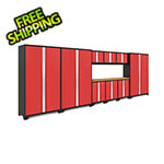 NewAge Garage Cabinets BOLD Series Red 10-Piece Set with Bamboo Top and 48 in. RTA Lockers