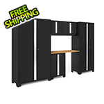NewAge Garage Cabinets BOLD Series Black 6-Piece Set with Bamboo Top and 48 in. RTA Locker