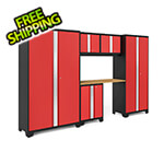 NewAge Garage Cabinets BOLD Series Red 6-Piece Set with Bamboo Top and 48 in. RTA Locker