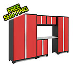 NewAge Garage Cabinets BOLD Series Red 6-Piece Set with Stainless Steel Top and 48 in. RTA Locker