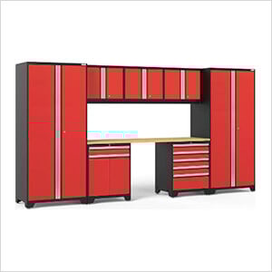PRO Series Red 8-Piece Set with Bamboo Top