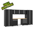 NewAge Products PRO Series Black 8-Piece Cabinet Set with Bamboo Top