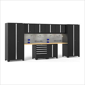 PRO Series 3.0 Black 10-Piece Set with Bamboo Top, Slatwall Hook Kit and LEDs