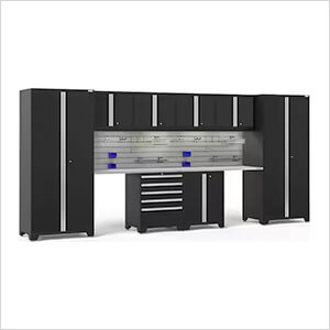PRO Series 3.0 Black 10-Piece Set with Stainless Top, Slatwall Hook Kit and LEDs