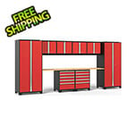 NewAge Garage Cabinets PRO Series 3.0 Red 10-Piece Set with Bamboo Top