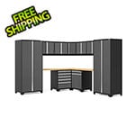 NewAge Garage Cabinets PRO Series 3.0 Grey 12-Piece Corner Set with Bamboo Tops