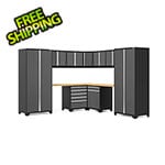 NewAge Products PRO  Series Grey 12-Piece Corner Cabinet Set with Bamboo Tops