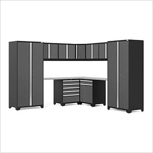 PRO Series Grey 12-Piece Corner Set with Stainless Steel Tops