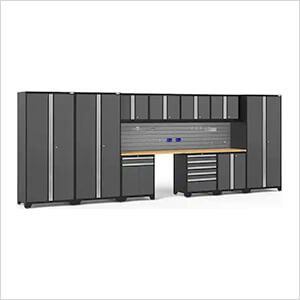PRO Series 3.0 Grey 12-Piece Set with Bamboo Tops and Slatwall Hook Kit