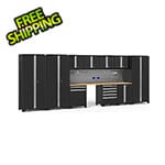 NewAge Garage Cabinets PRO Series 3.0 Black 12-Piece Set with Bamboo Tops and Slatwall Hook Kit