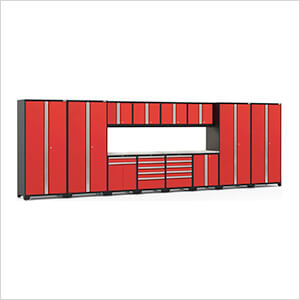 PRO Series 3.0 Red 14-Piece Set with Stainless Steel Tops and LED Lights