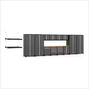 PRO Series Grey 16-Piece Set with Bamboo Tops and Wall Shelves
