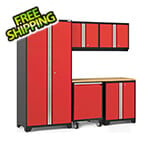 NewAge Garage Cabinets PRO Series Red 6-Piece Set with Bamboo Top