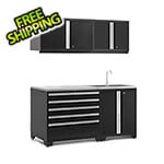 NewAge Garage Cabinets PRO Series Black 5-Piece Set with Stainless Steel Top