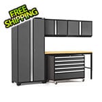 NewAge Garage Cabinets PRO Series 3.0 Grey 5-Piece Set with Bamboo Top