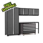 NewAge Garage Cabinets PRO Series Grey 5-Piece Set with Stainless Steel Top