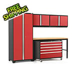 NewAge Garage Cabinets PRO Series 3.0 Red 5-Piece Set with Bamboo Top