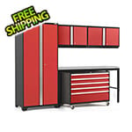 NewAge Garage Cabinets PRO Series 3.0 Red 5-Piece Set with Stainless Steel Top