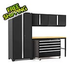 NewAge Garage Cabinets PRO Series 3.0 Black 5-Piece Set with Bamboo Top