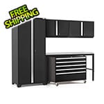 NewAge Garage Cabinets PRO Series 3.0 Black 5-Piece Set with Stainless Steel Top
