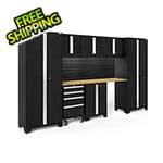 NewAge Products BOLD Series Black 8-Piece Cabinet Set with Bamboo Top Backsplash and LED Lights