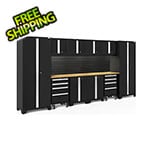 NewAge Products BOLD Series Black 12-Piece Cabinet Set with Bamboo Top Backsplash and LED Lights