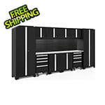 NewAge Products BOLD Series Black 12-Piece Cabinet Set with Stainless Steel Top Backsplash and LED Lights