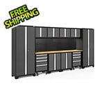 NewAge Garage Cabinets BOLD Series Grey 12-Piece Set with Bamboo Top, Backsplash, LED Lights