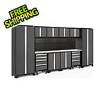 NewAge Garage Cabinets BOLD Series Grey 12-Piece Set with Stainless Top, Backsplash, LED Lights