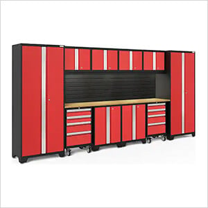 BOLD Series Red 12-Piece Set with Bamboo Top and Backsplash