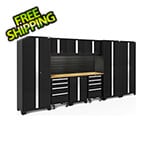 NewAge Products BOLD Series Black 10-Piece Cabinet Set with Bamboo Top Backsplash and LED Lights