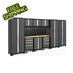 NewAge Garage Cabinets BOLD Series Grey 10-Piece Set with Bamboo Top, Backsplash, LED Lights