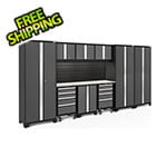 NewAge Garage Cabinets BOLD Series Grey 10-Piece Set with Stainless Top, Backsplash, LED Lights