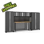 NewAge Garage Cabinets BOLD Grey 6-Piece Cabinet Set with Bamboo Top, Backsplash, LED Lights