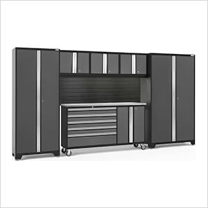 BOLD Grey 6-Piece Cabinet Set with Stainless Top, Backsplash, LED Lights