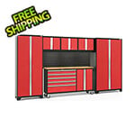 NewAge Garage Cabinets BOLD Red 6-Piece Cabinet Set with Bamboo Top, Backsplash, LED Lights