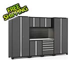 NewAge Garage Cabinets PRO Series 3.0 Grey 7-Piece Set with Stainless Steel Top, Slatwall and LED Lights
