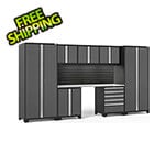 NewAge Products PRO Series Grey 8-Piece Cabinet Set with Stainless Steel Top Slatwall and LED Lights