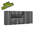 NewAge Products PRO Series Grey 10-Piece Cabinet Set with Stainless Steel Top Slatwall and LED Lights