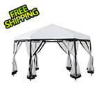 Sunjoy Group 11 x 11 Hexagon Pop Up Portable Soft Top Gazebo with Netting