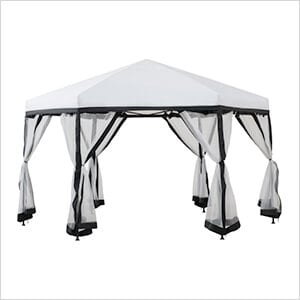 11 x 11 Hexagon Pop Up Portable Soft Top Gazebo with Netting