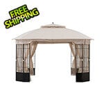 Sunjoy 11 x 13 Steel Backyard Soft Top Gazebo with Ceiling Hook and Netting