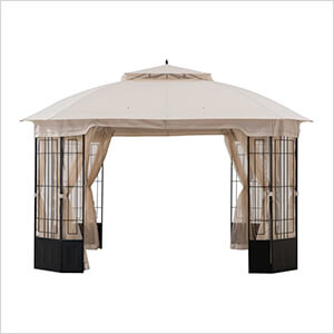 11 x 13 Steel Backyard Soft Top Gazebo with Ceiling Hook and Netting